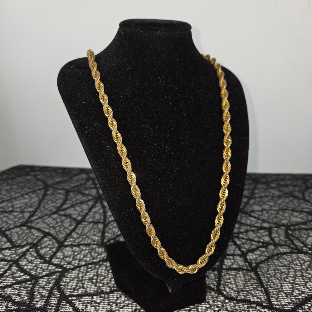 Napier Vintage Gold Tone Rope Chain Necklace 24 Inch Thick Twisted Link